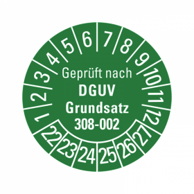 Prüfplaketten - Geprüft nach DGUV Grundsatz 308-002 - 30...