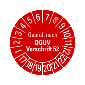 Prüfplaketten - Geprüft nach DGUV Vorschrift 52 - 30 mm -...