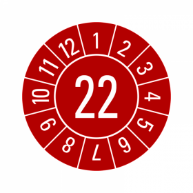 Prüfplaketten - Jahreszahl 2-stellig - 30 mm - 22 - Rot