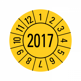 Prüfplaketten - Jahreszahl 4-stellig - 30 mm - 2017 - Gelb