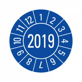 Prüfplaketten - Jahreszahl 4-stellig - 30 mm - 2019 - Blau