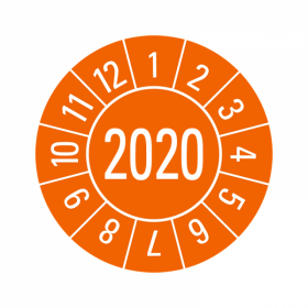 Prüfplaketten - Jahreszahl 4-stellig - 30 mm - 2020 - Orange