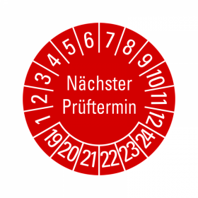 Prfplaketten - Nchster Prftermin - 30 mm - 2019-2024 -...