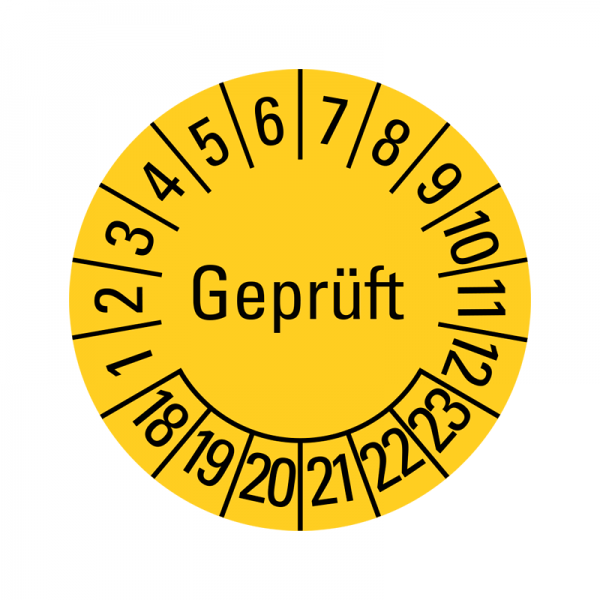 Prfplaketten - Geprft - 20 mm - 2018-2023 - Geprft - Gelb