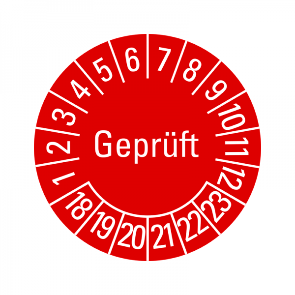 Prfplaketten - Geprft - 30 mm - 2018-2023 - Geprft - Rot