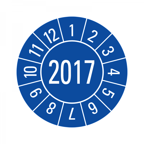 Prfplaketten - Jahreszahl 4-stellig - 30 mm - 2017 - Blau