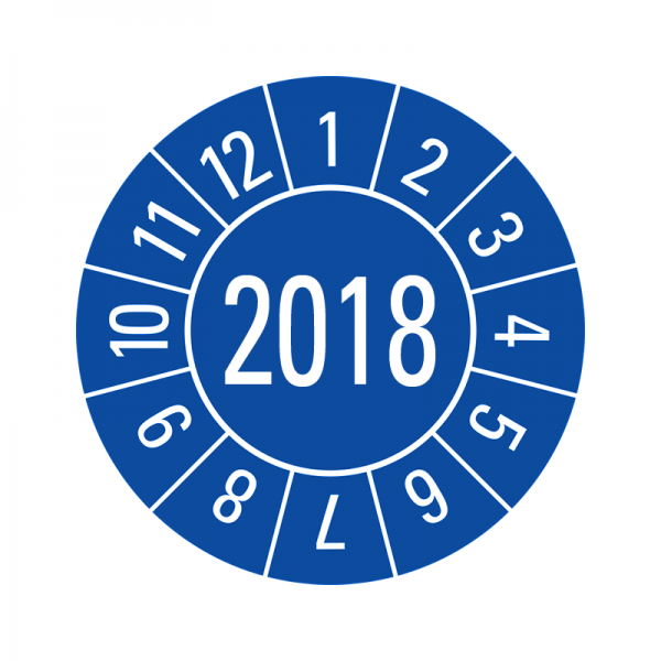 Prfplaketten - Jahreszahl 4-stellig - 30 mm - 2018 - Blau