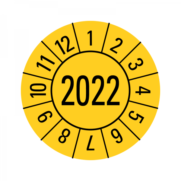Prfplaketten - Jahreszahl 4-stellig - 20 mm - 2022 - Gelb