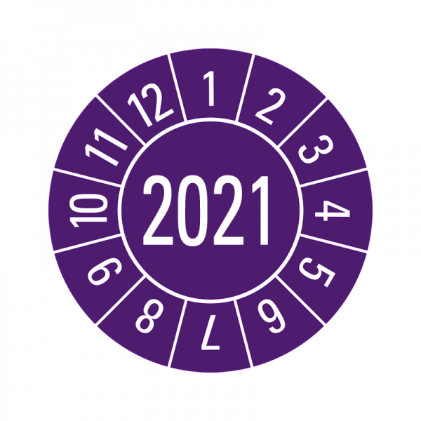 Prfplaketten - Jahreszahl 4-stellig - 30 mm - 2021 - Lila