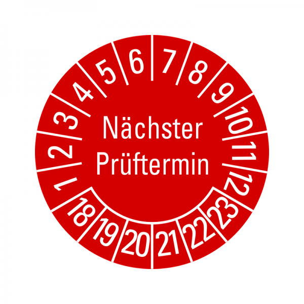 Prfplaketten - Nchster Prftermin - 30 mm - 2018-2023 - Nchster Prftermin - Rot 
