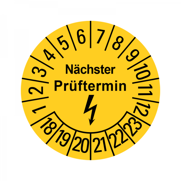Prfplaketten - Nchster Prftermin - Elektro - Gelb - 20 mm - Nchster Prftermin - 2018-2023