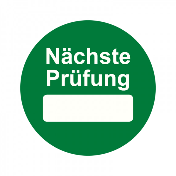 QS-Etiketten - Nchste Prfung _____ - 30 x 30 mm - rund - Papier - permanent haftend - Grn - Nchste Prfung _____