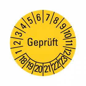 Prüfplaketten - Geprüft - 20 mm - 2018-2023 - Geprüft - Gelb