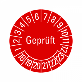 Prüfplaketten - Geprüft - 30 mm - 2018-2023 - Geprüft - Rot