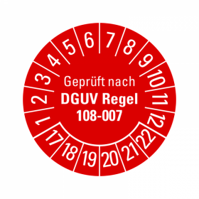 Prüfplaketten - Geprüft nach DGUV Regel 108-007
