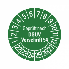 Prüfplaketten - Geprüft nach DGUV Vorschrift 54 - 20 mm -...