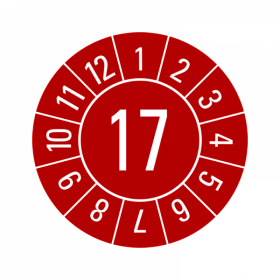Prüfplaketten - Jahreszahl 2-stellig - 30 mm - 17 - Rot