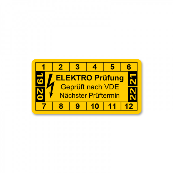 Prfplaketten - ELEKTRO Prfung - Gelb - 51 x 25 mm - ELEKTRO Prfung - 19-22
