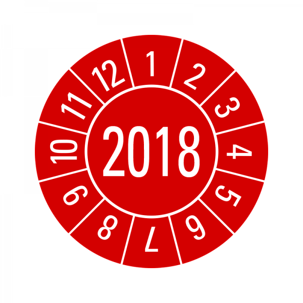 Prfplaketten - Jahreszahl 4-stellig - 20 mm - 2018 - Rot