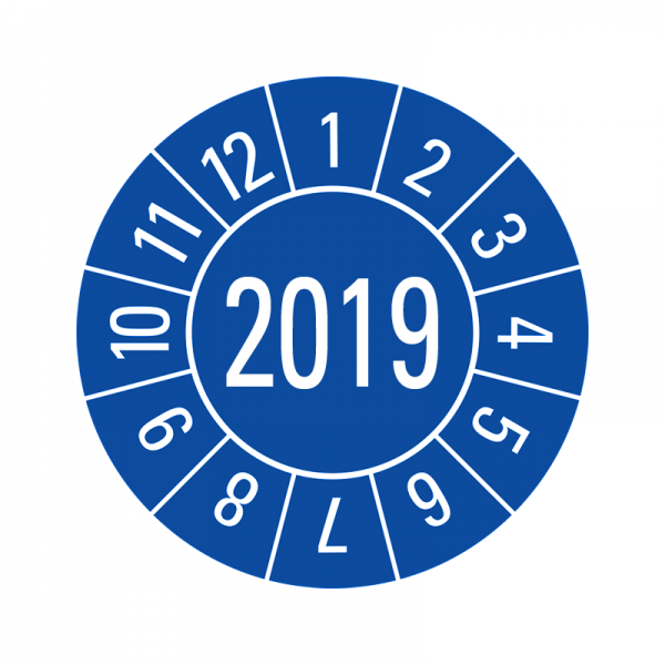 Prfplaketten - Jahreszahl 4-stellig - 30 mm - 2019 - Blau