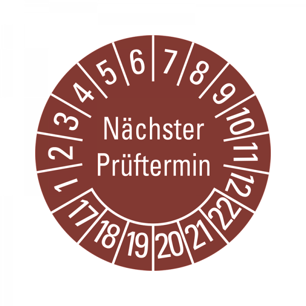 Prfplaketten - Nchster Prftermin - 30 mm - 2017-2022 - Nchster Prftermin - Braun