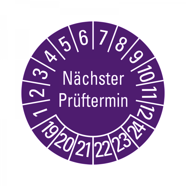 Prfplaketten - Nchster Prftermin - 20 mm - 2019-2024 - Nchster Prftermin - Lila